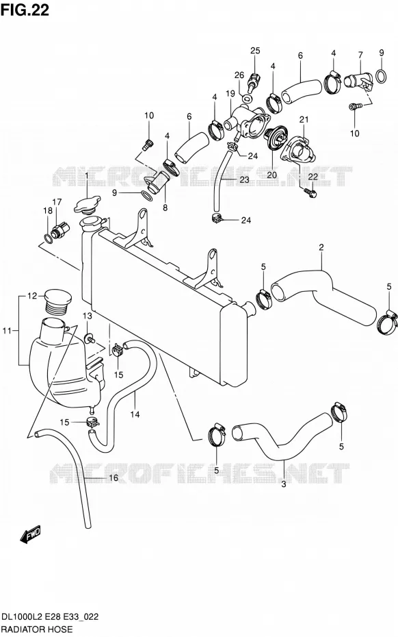 DURITE DE RADIATEUR Suzuki MOTO 1000 V-STROM 2012  DL1000L2(E03,E28,E33)