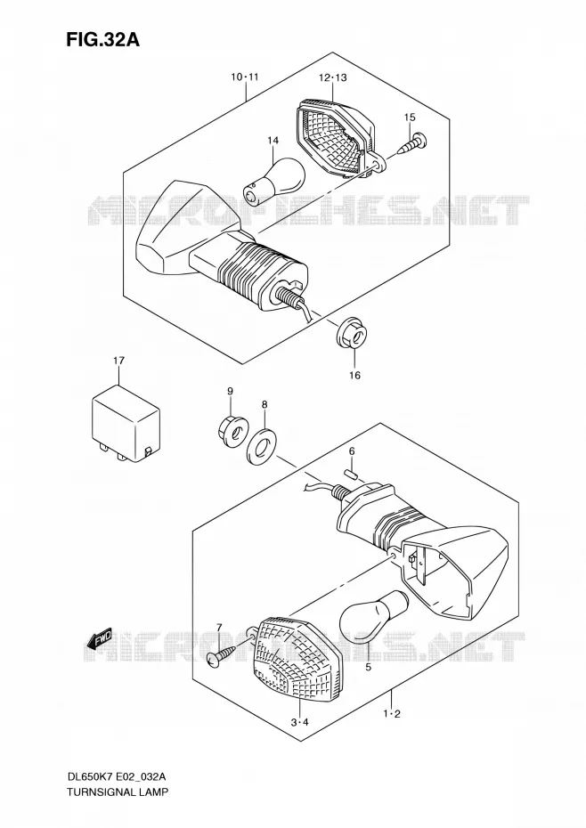CLIGNOTANTS (MODEL K9/L0) Suzuki MOTO 650 V-STROM 2010  DL650 L0 (E02,E19,E24)