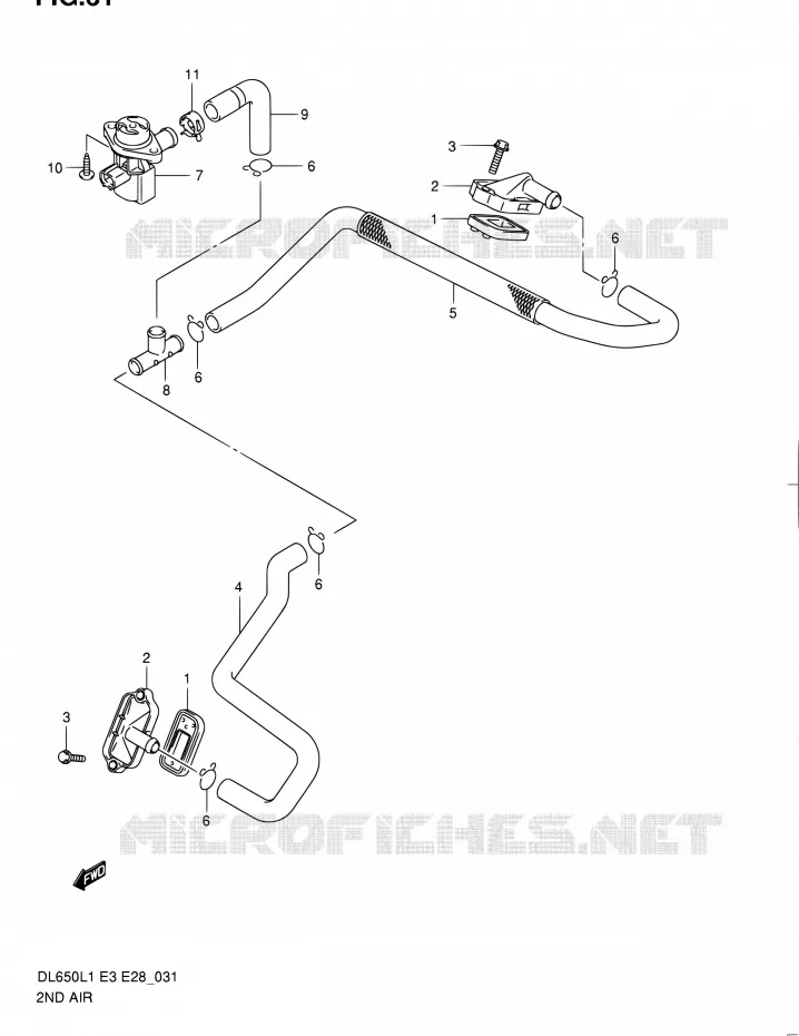 SYSTEME RECYCLAGE GAZ ECHAPPEMENT Suzuki MOTO 650 V-STROM 2011  DL650 L1 (E03,E28,E33)