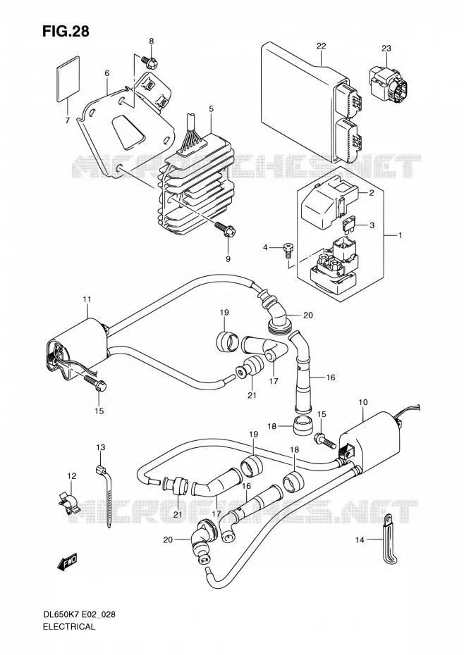 PARTIE ELECTRIQUE (MODEL K7) Suzuki MOTO 650 V-STROM 2007  DL650A K7 (E02,E19,E24)
