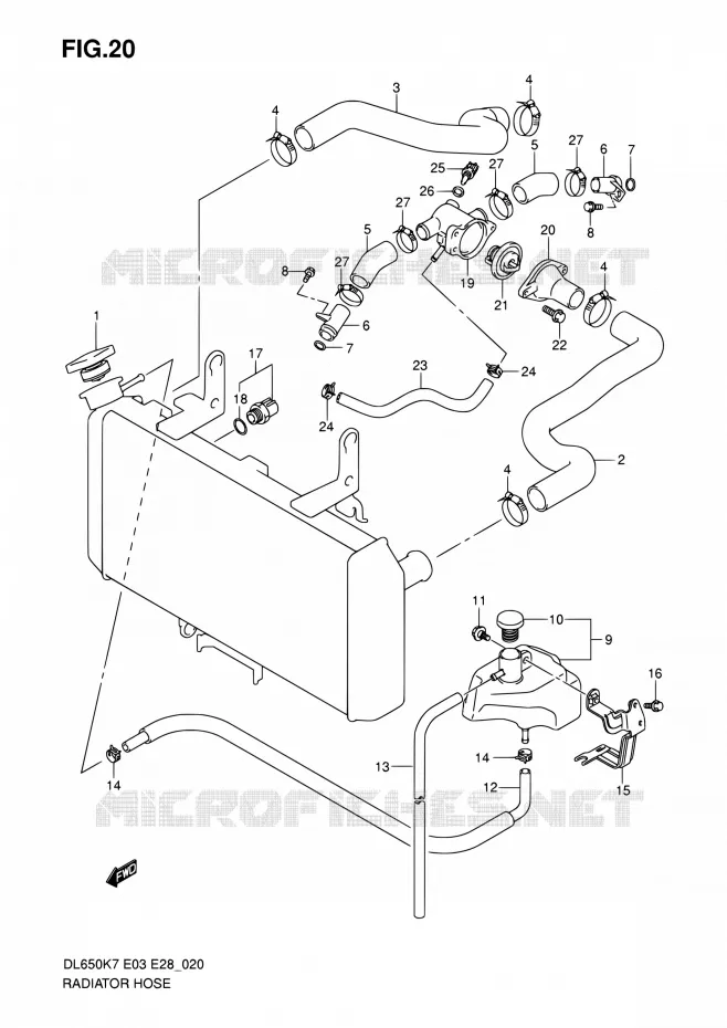 DURITE DE RADIATEUR Suzuki MOTO 650 V-STROM 2007  DL650A K7 (E03,E28,E33)