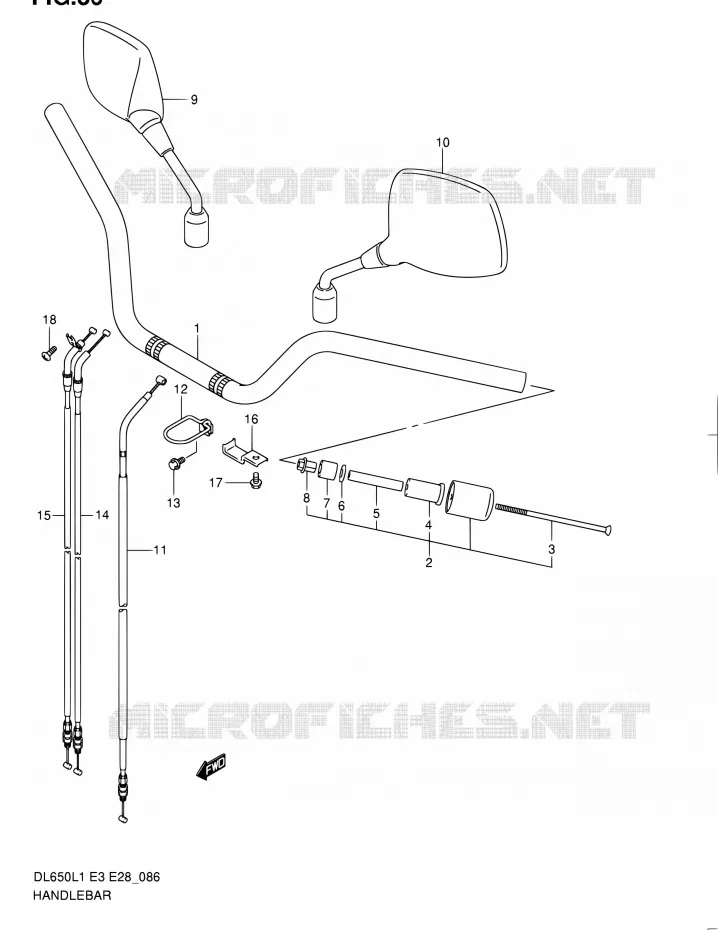 GUIDON (DL650L1 E03) Suzuki MOTO 650 V-STROM 2011  DL650A L1 (E03,E28,E33)