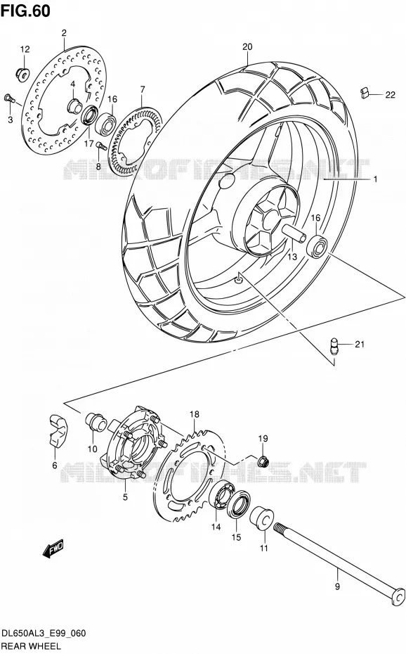 ROUE ARRIERE Suzuki MOTO 650 V-STROM 2013  DL650A L3 (E99)