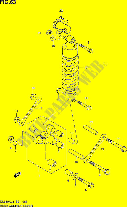 BIELLETTE D'AMORTISSEUR (DL650AL3 E21) pour Suzuki V-STROM 650 2014