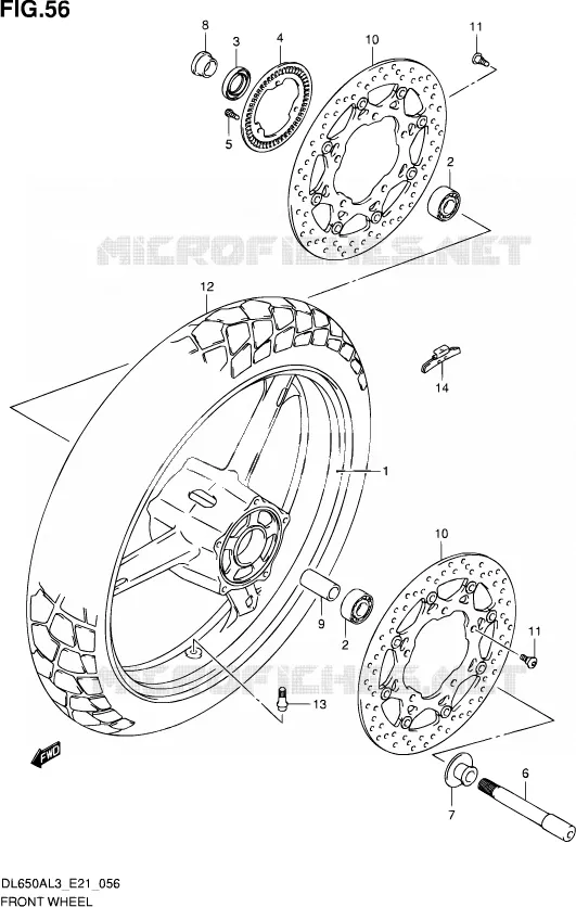 ROUE AVANT (DL650AL3 E21) Suzuki MOTO 650 V-STROM 2013  DL650AUE L3 (E21)