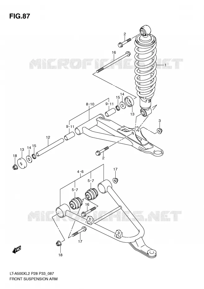 BRAS SUSPENSION AVANT Suzuki QUAD 500 VINSON 2012  LT-A500XZL2(P28)