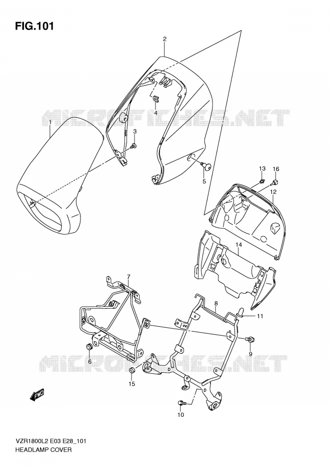 COUVERCLE DE PHARE (VZR1800L2 E28) Suzuki MOTO 1800 INTRUDER 2012  VZR1800L2(E03)