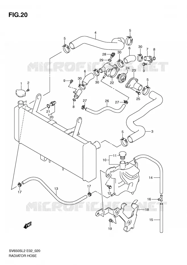 DURITE DE RADIATEUR Suzuki MOTO 650 SV 2012  SV650SUL2(E02)