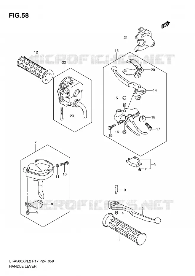 ENSEMBLE LEVIERS - POIGNEES Suzuki QUAD 500 KINGQUAD 2012  LT-A500XPZL2(P17)