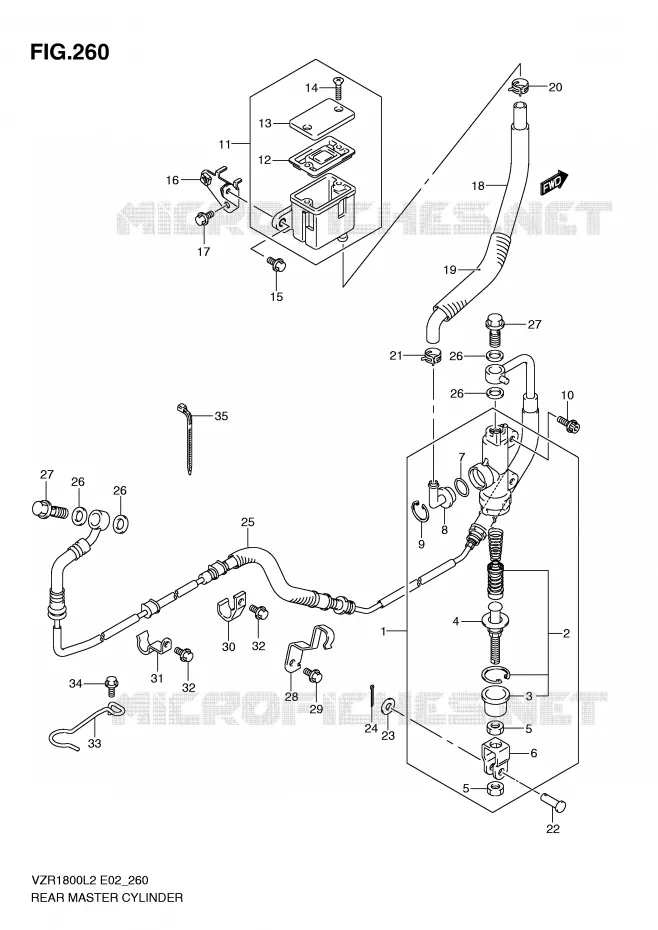 MAITRE CYLINDRE DE FREIN ARRIERE (VZR1800L2 E51) Suzuki MOTO 1800 INTRUDER 2012  VZR1800UFL2(E02)