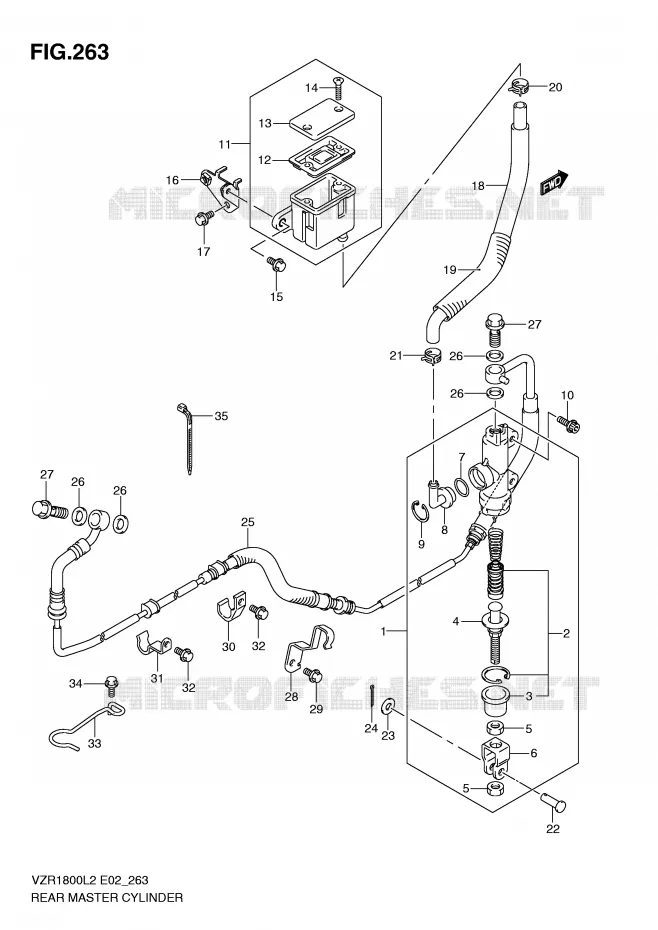 MAITRE CYLINDRE DE FREIN ARRIERE (VZR1800ZL2 E19) Suzuki MOTO 1800 INTRUDER 2012  VZR1800UFL2(E02)