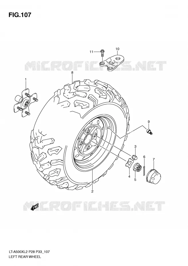 ROUE ARRIERE GAUCHE (LT-A500XZL2 P28) Suzuki QUAD 500 VINSON 2012  LT-A500XZL2(P28)