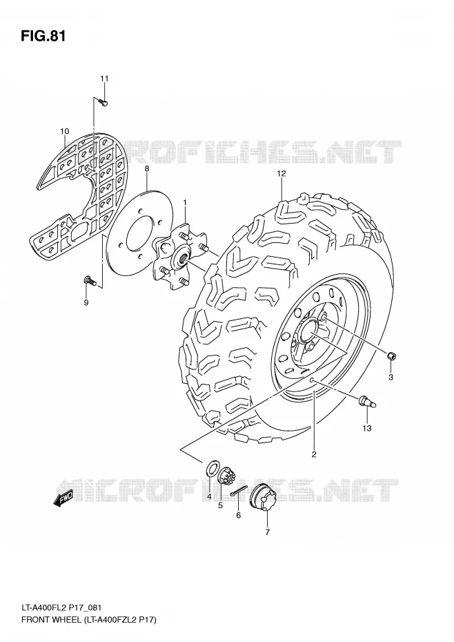 ROUE AVANT (LT-A400FZL2 P17) Suzuki QUAD 400 KINGQUAD 2012  LT-A400FZL2(P17)