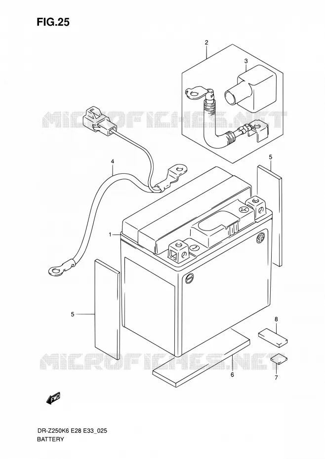 BATTERIE Suzuki MOTO 250 DR-Z 2006  DR-Z250 K6 (E03,E28,E33)