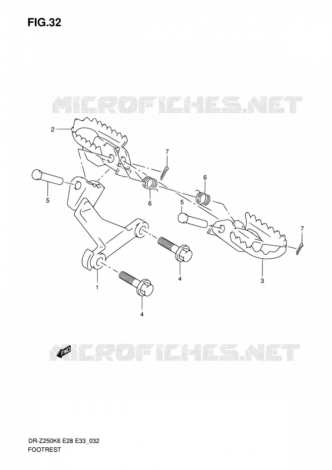 REPOSE PIED Suzuki MOTO 250 DR-Z 2006  DR-Z250 K6 (E03,E28,E33)