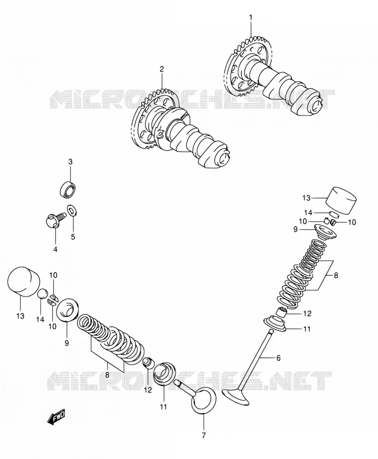 ARBRE A CAMES - VALVE Suzuki MOTO 400 DR-Z 2007  DR-Z400E K7 (E03,E28,E33)