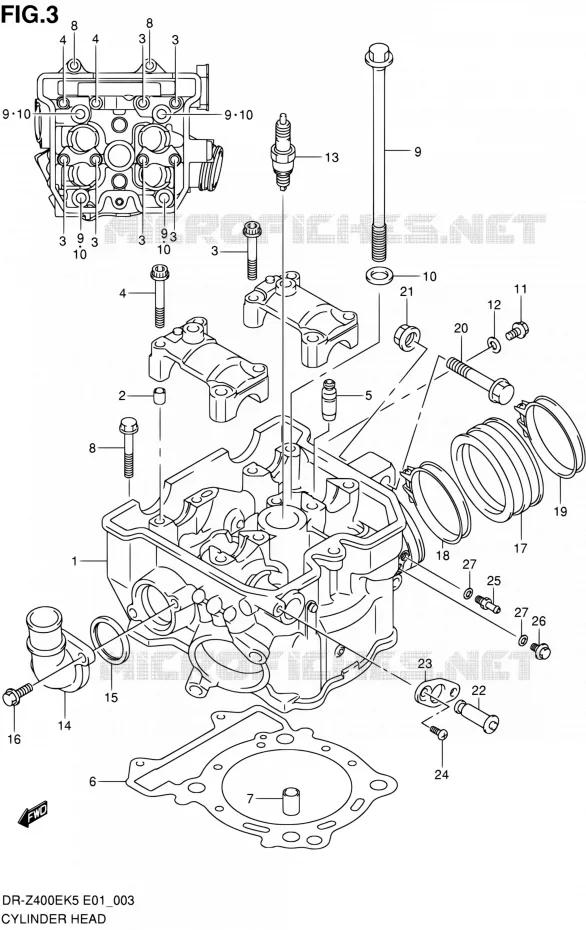 CULASSE Suzuki MOTO 400 DR-Z 2007  DR-Z400EK7(E24)