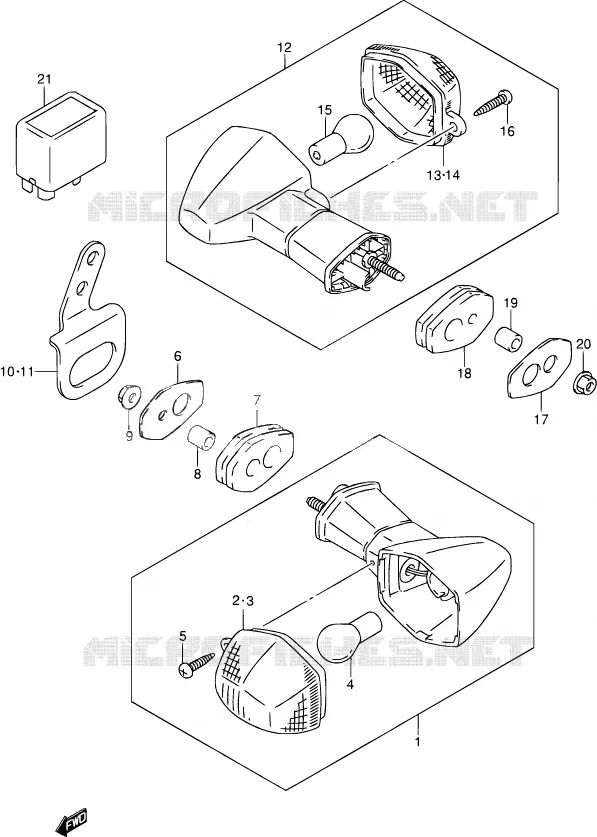 CLIGNOTANTS (MODELE Y/K1) Suzuki MOTO 400 DR-Z 2001  DR-Z400S K1 (E03,E28,E33)