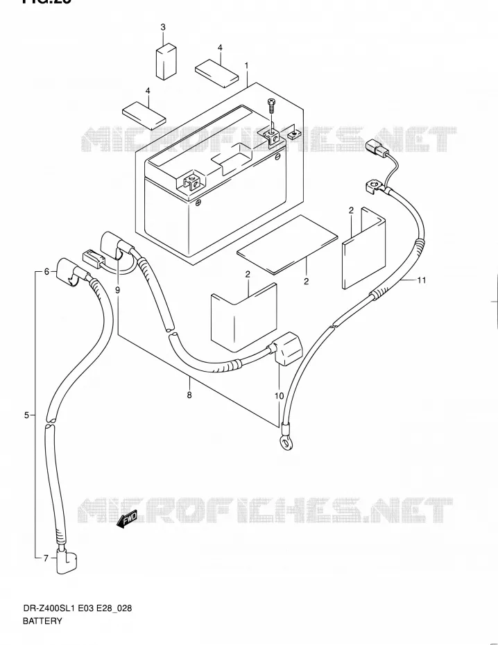 BATTERIE Suzuki MOTO 400 DR-Z 2011  DR-Z400S L1 (E03,E28,E33)