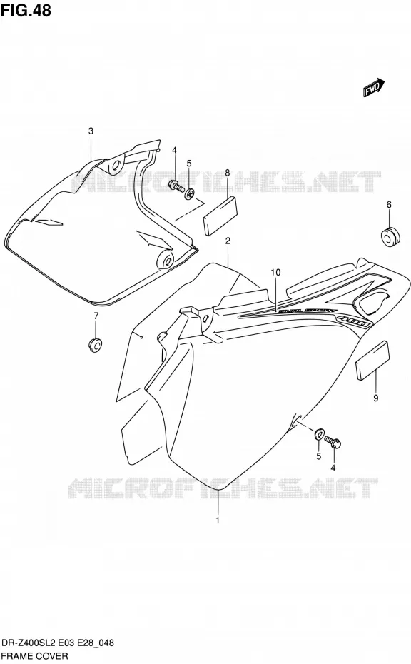 CARENAGES ARRIERE (DR-Z400SL2 E28) Suzuki MOTO 400 DR-Z 2012  DR-Z400S L2 (E03,E28,E33)
