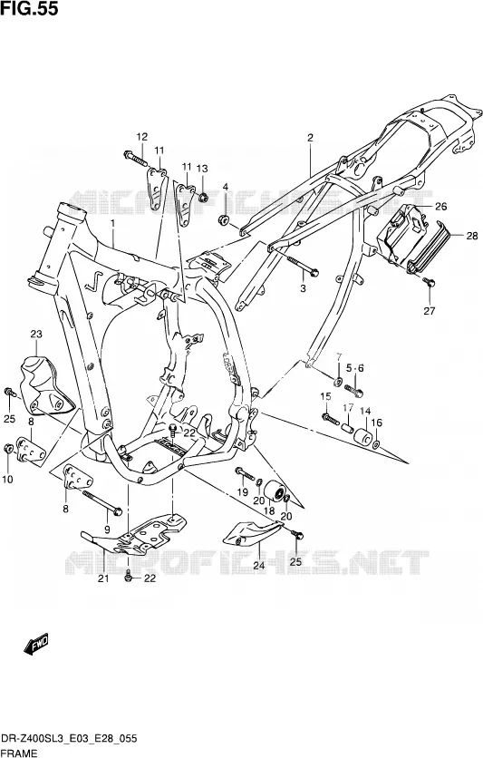 CADRE (DR-Z400SL3 E03) Suzuki MOTO 400 DR-Z 2013  DR-Z400S L3 (E03,E28,E33)