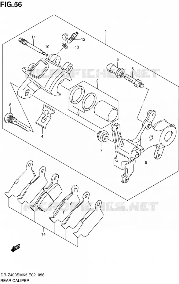 ETRIER DE FREIN ARRIERE Suzuki MOTO 400 DR-Z 2005  DR-Z400SMK5(E19)