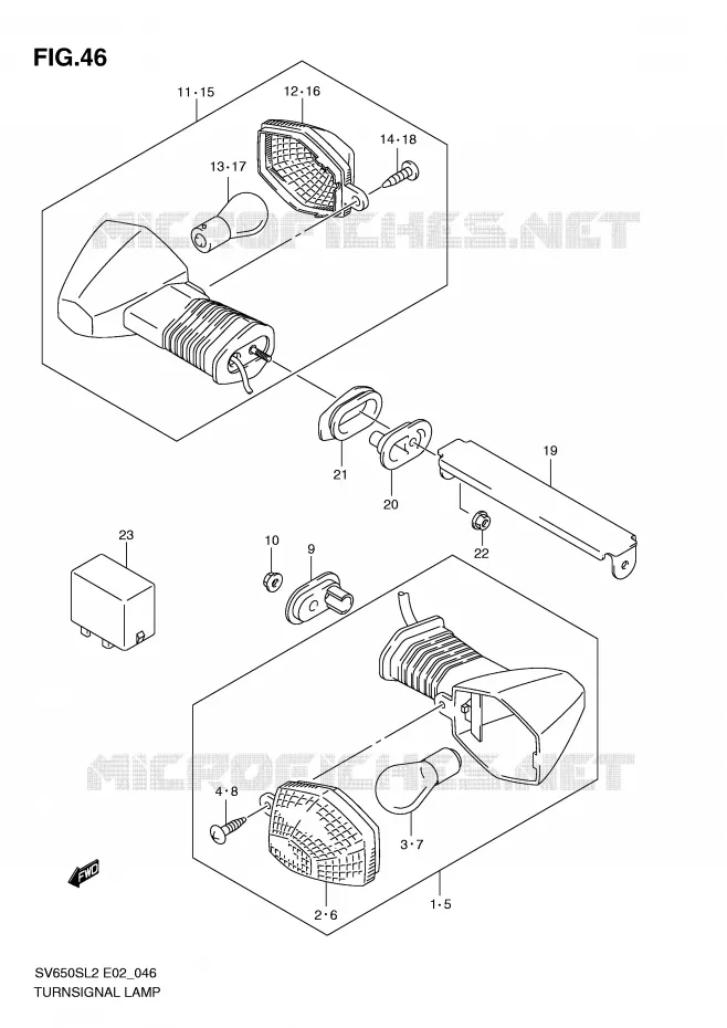 CLIGNOTANTS Suzuki MOTO 650 SV 2012  SV650SL2(E02)