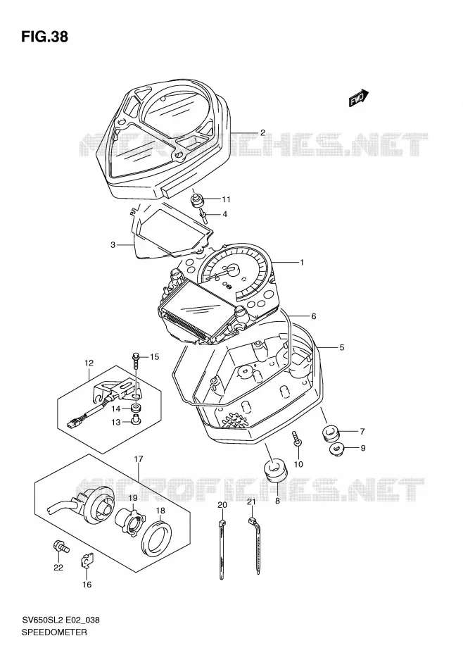 COMPTEUR (SV650SL2 E2) Suzuki MOTO 650 SV 2012  SV650SL2(E02)