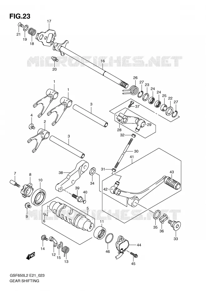 ENSEMBLE DE SELECTION DE VITESSES Suzuki MOTO 650 BANDIT 2012  GSF650SAL2(E21)