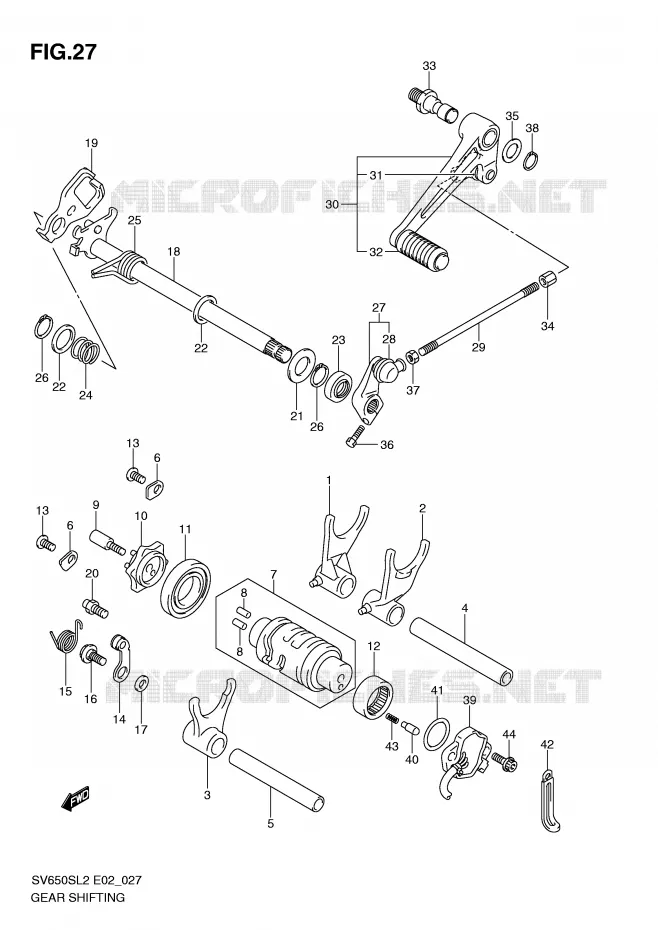 ENSEMBLE DE SELECTION DE VITESSES Suzuki MOTO 650 SV 2012  SV650SUL2(E02)