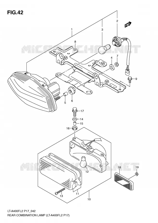 FEU ARRIERE (LT-A400FL2 P17) Suzuki QUAD 400 KINGQUAD 2012  LT-F400FZL2(P17)