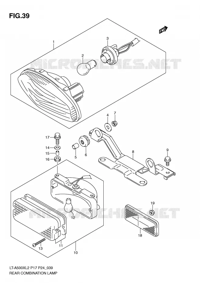 FEU ARRIERE (LT-A500XZL2 P17) Suzuki QUAD 500 VINSON 2012  LT-A500XZL2(P17)