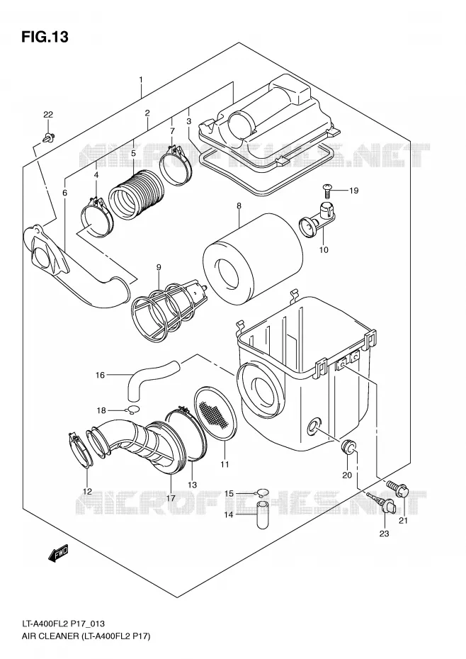 FILTRE A AIR (LT-A400FL2 P17) Suzuki QUAD 400 KINGQUAD 2012  LT-A400FZL2(P17)