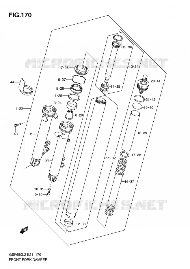 FOURCHE (GSF650AL2 E21) Suzuki MOTO 650 BANDIT 2012  GSF650UL2(E21)