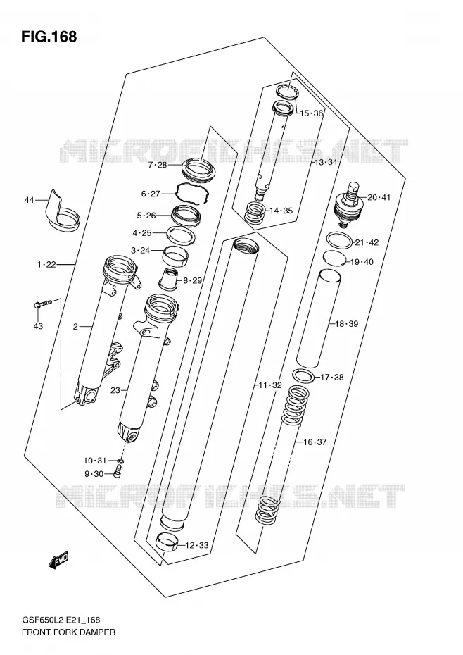 FOURCHE (GSF650L2 E21) Suzuki MOTO 650 BANDIT 2012  GSF650SL2(E21)