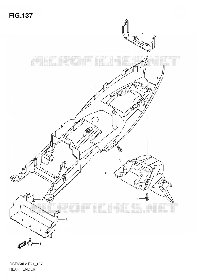 GARDE BOUE ARRIERE (GSF650AL2 E21) Suzuki MOTO 650 BANDIT 2014  GSF650SAL2(E21)