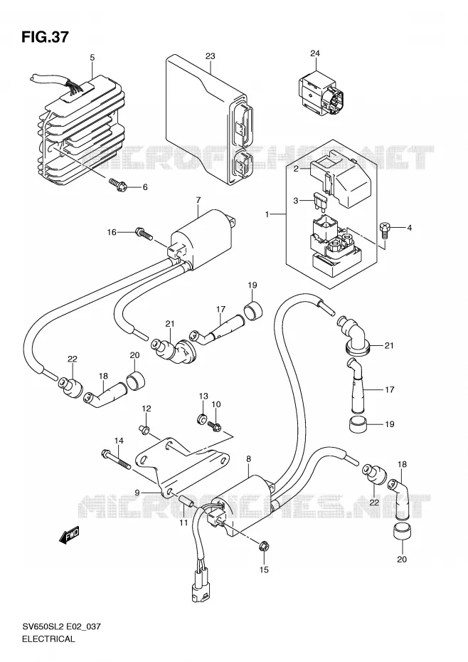 PARTIE ELECTRIQUE (SV650SAL2 E24) Suzuki MOTO 650 SV 2012  SV650SAL2(E02)