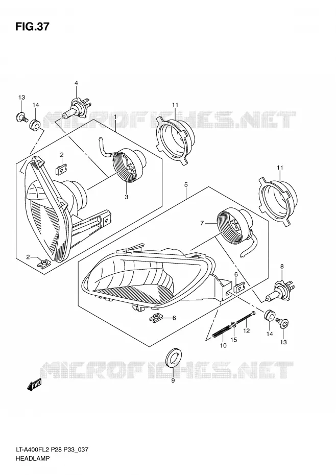 PHARE (LT-A400FZL2 P33) Suzuki QUAD 400 KINGQUAD 2012  LT-A400FZL2(P28)