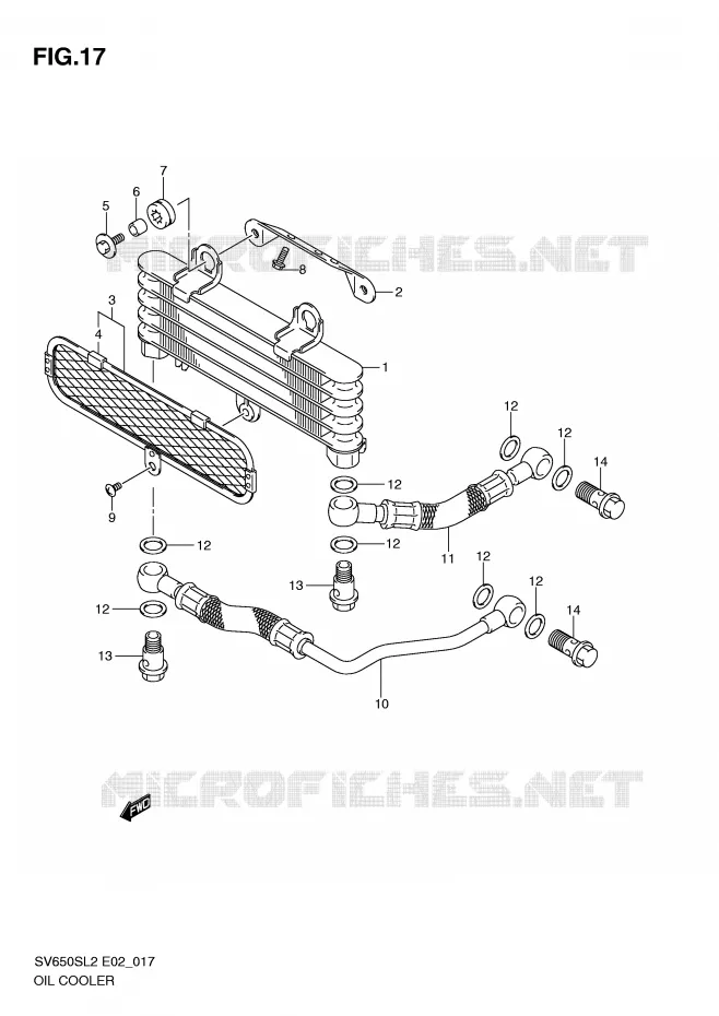 RADIATEUR D'HUILE Suzuki MOTO 650 SV 2012  SV650SL2(E02)