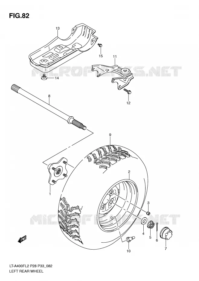 ROUE ARRIERE GAUCHE Suzuki QUAD 400 KINGQUAD 2012  LT-A400FZL2(P28)
