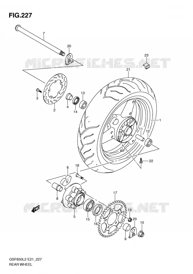 ROUE ARRIERE (GSF650SL2 E21) Suzuki MOTO 650 BANDIT 2016  GSF650SAL2(E21)