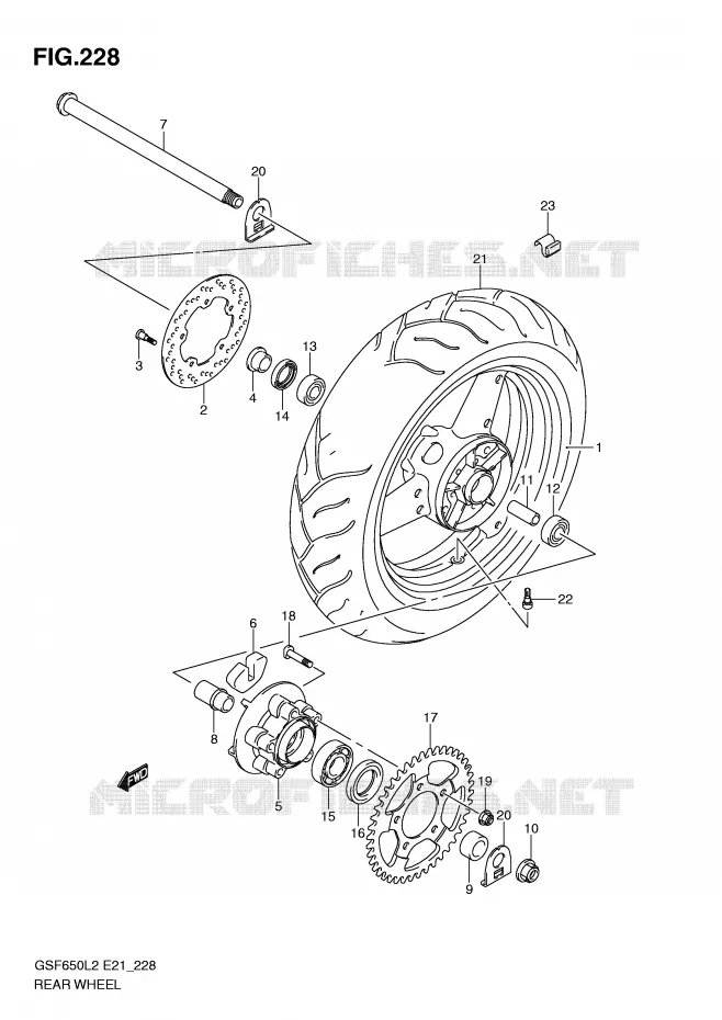 ROUE ARRIERE (GSF650SUL2 E21) Suzuki MOTO 650 BANDIT 2014  GSF650SAL2(E21)