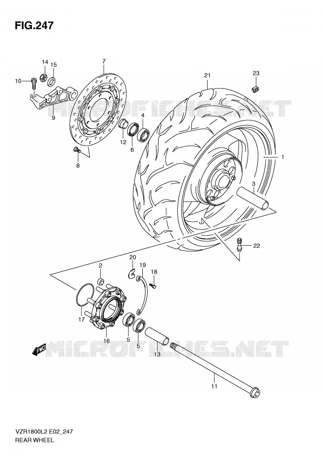 ROUE ARRIERE (VZR1800L2 E19) Suzuki MOTO 1800 INTRUDER 2012  VZR1800ZUFL2(E02)
