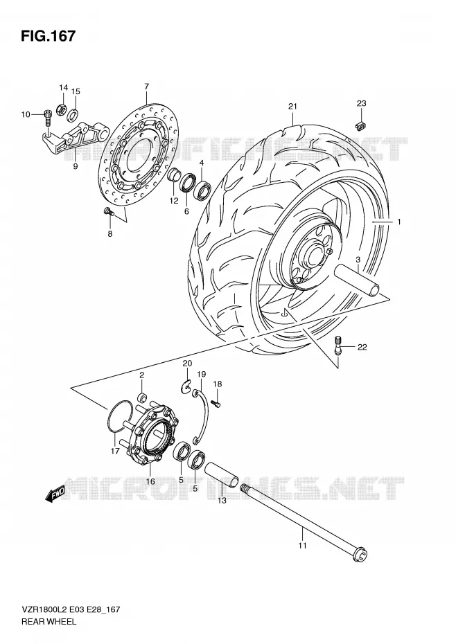 ROUE ARRIERE (VZR1800ZL2 E28) Suzuki MOTO 1800 INTRUDER 2012  VZR1800ZL2(E03)