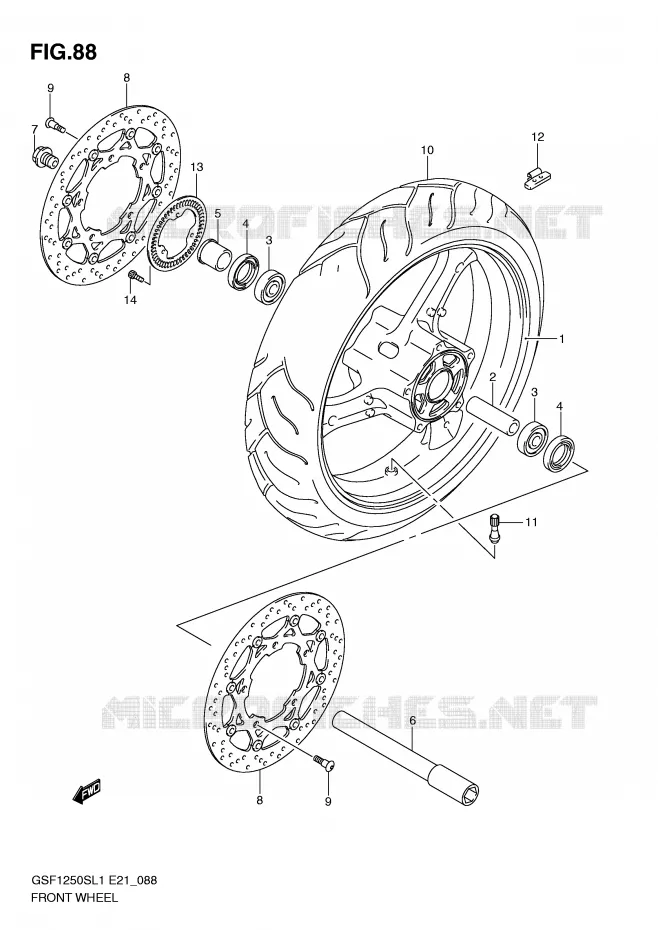 ROUE AVANT (GSF1250SAL1 E21) Suzuki MOTO 1250 BANDIT 2011  GSF1250SL1(E21)