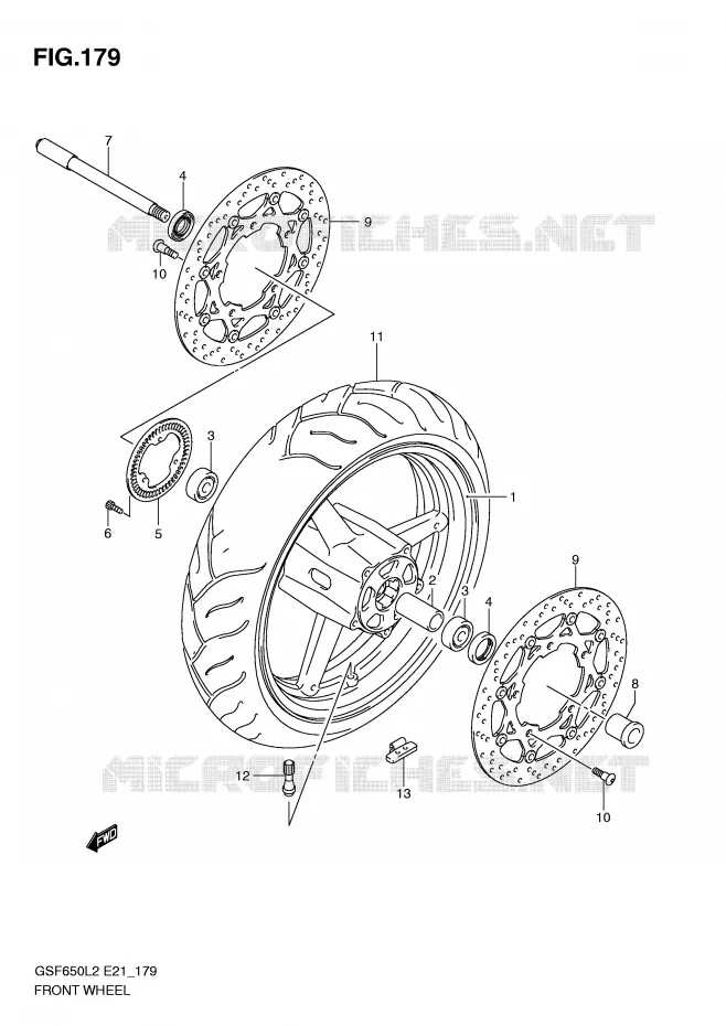 ROUE AVANT (GSF650AL2 E21) Suzuki MOTO 650 BANDIT 2012  GSF650UL2(E21)