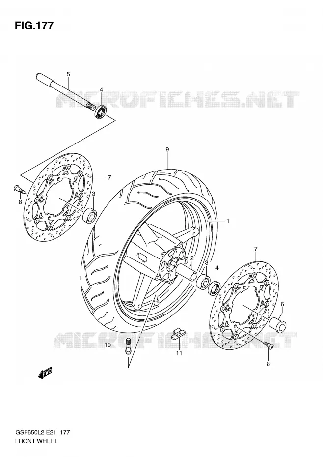 ROUE AVANT (GSF650L2 E21) Suzuki MOTO 650 BANDIT 2016  GSF650SAL2(E21)