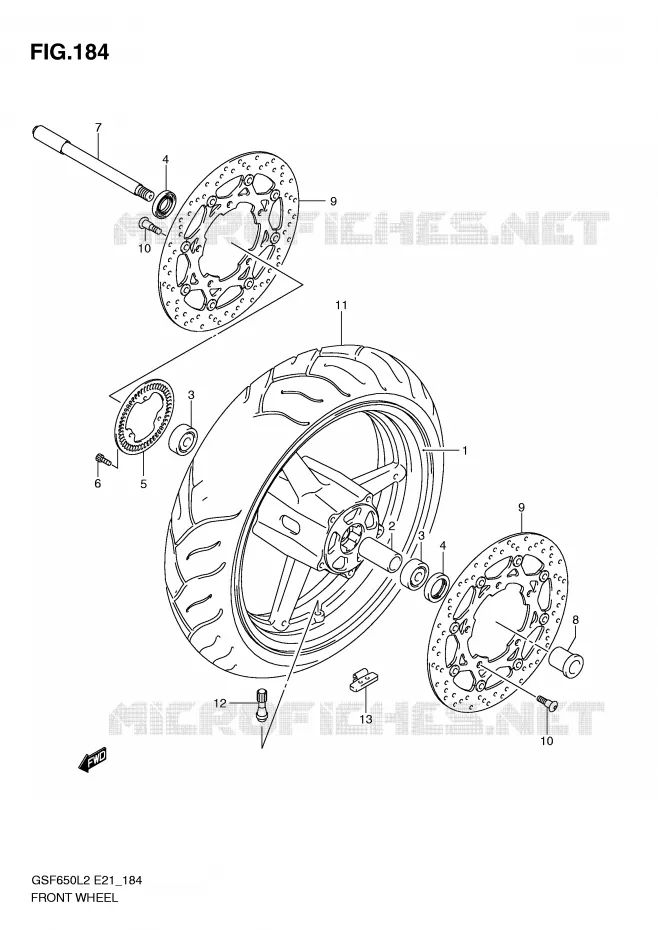 ROUE AVANT (GSF650SUAL2 E21) Suzuki MOTO 650 BANDIT 2012  GSF650UAL2(E21)