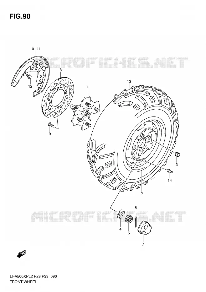 ROUE AVANT (LT-A500XPZL2 P28) Suzuki QUAD 500 KINGQUAD 2012  LT-A500XPZL2(P28)