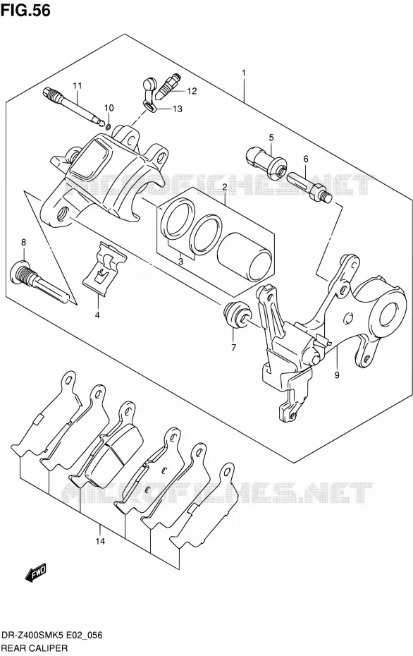 ETRIER DE FREIN ARRIERE Suzuki MOTO 400 DR-Z 2006  DR-Z400SMK6(E19)